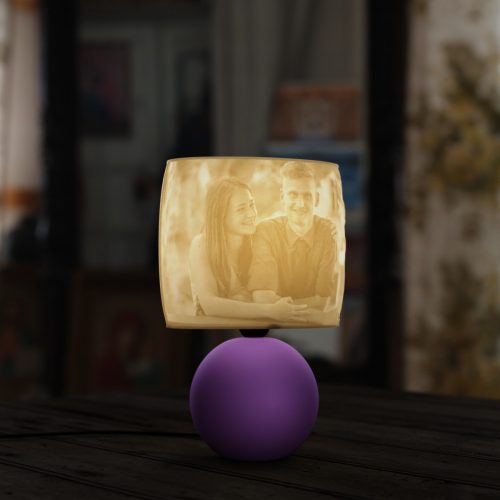Egyedi fényképes 3D lámpa - Egyedi fényképes ajándék - lila Ariel - ellipszis
