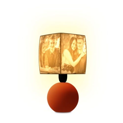 Egyedi ajándék - 3D nyomtatással készült fényképes lámpa narancssárga kerámia lámpatesttel