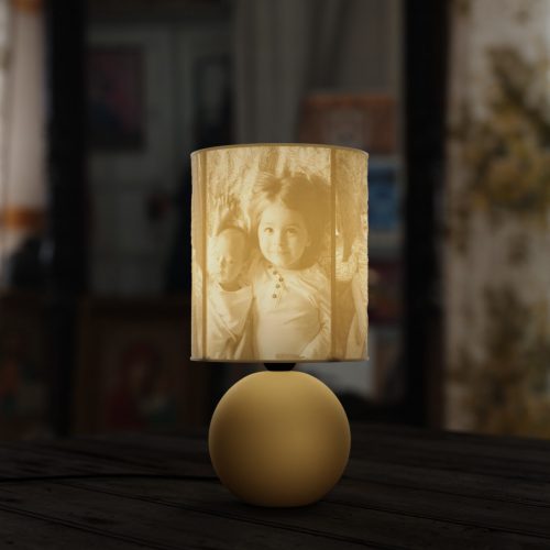 Egyedi fényképes 3D lámpa - Egyedi fényképes ajándék - sárga Ariel - nagy henger