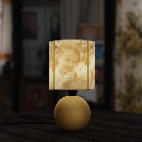 Egyedi fényképes 3D lámpa - Egyedi fényképes ajándék - sárga Ariel - kicsi henger